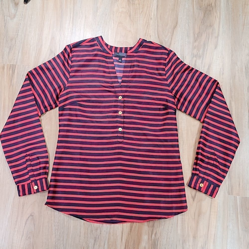 🔺️The Limited Popover Striped Vneck Long Sleeve Blouse Small